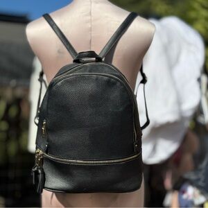 Black Backpack Gold Detailing